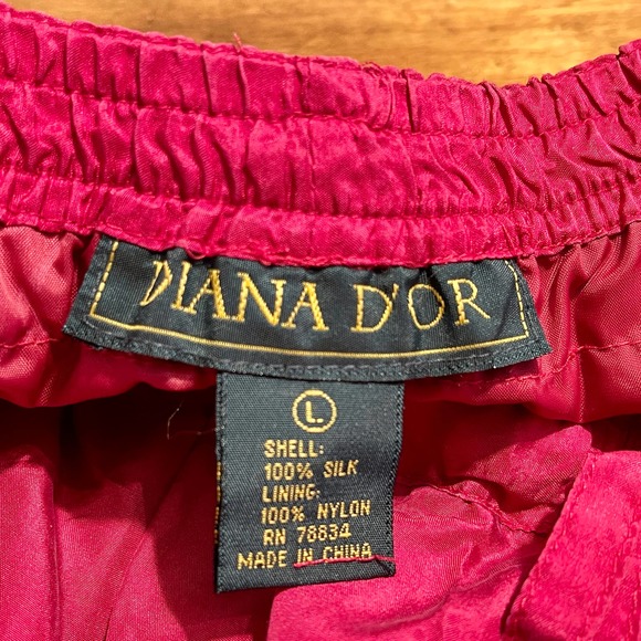 Diana D'or 100% Silk Sz Large 2-Piece Set Vintage 80s/90s NWT Zip Front S1026-01 - Picture 9 of 10